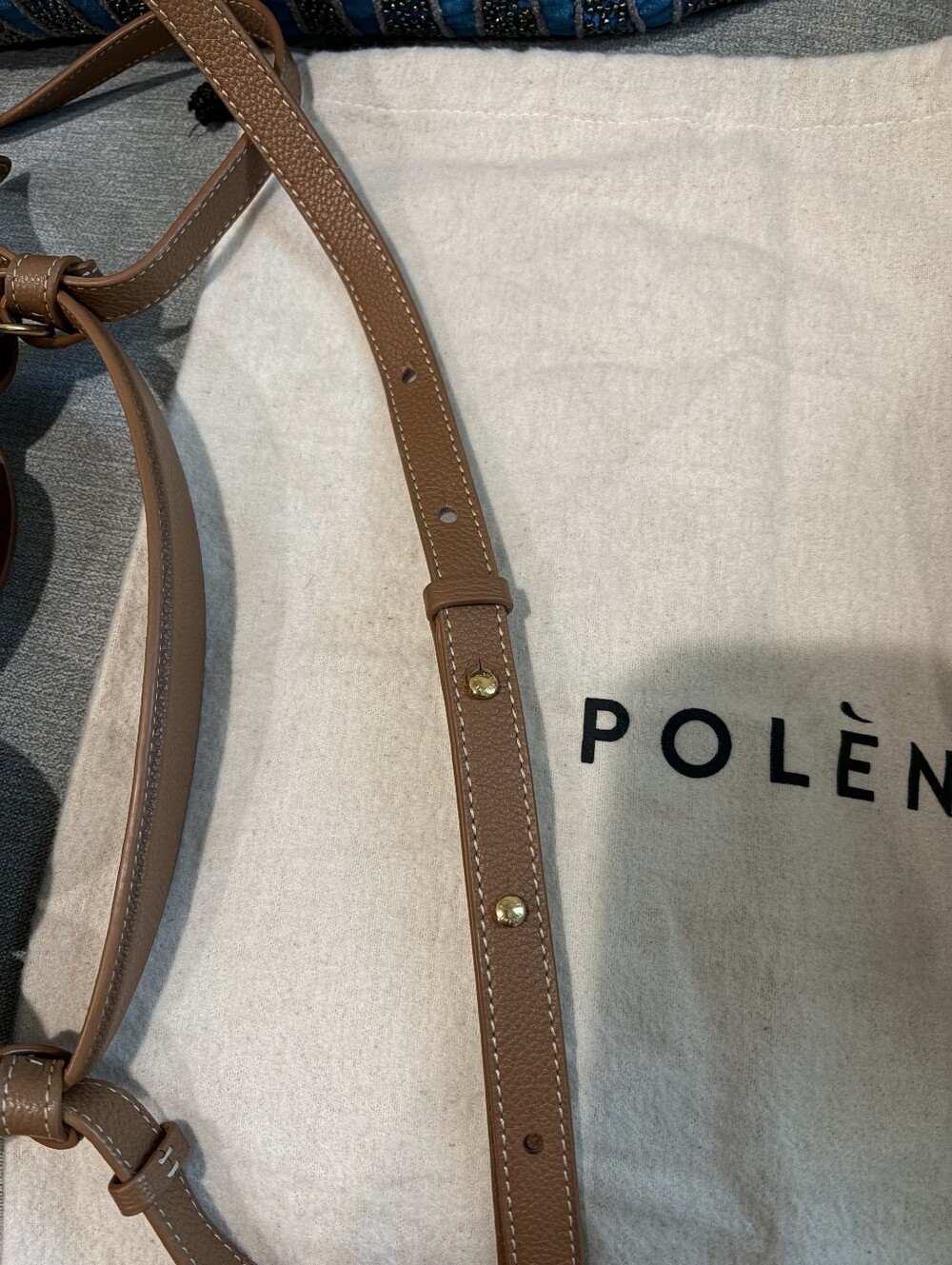 Polène Numéro Huit Tan Pebbled Leather Bucket Handbag/shoulder bag/ crossbody - Picture 10 of 13